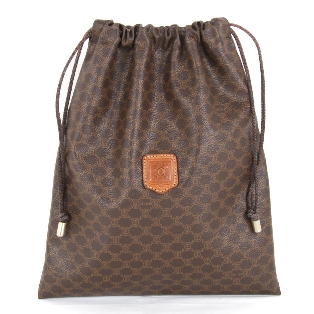 Celine Macadam Pattern Drawstring Pouch Brown - image 1